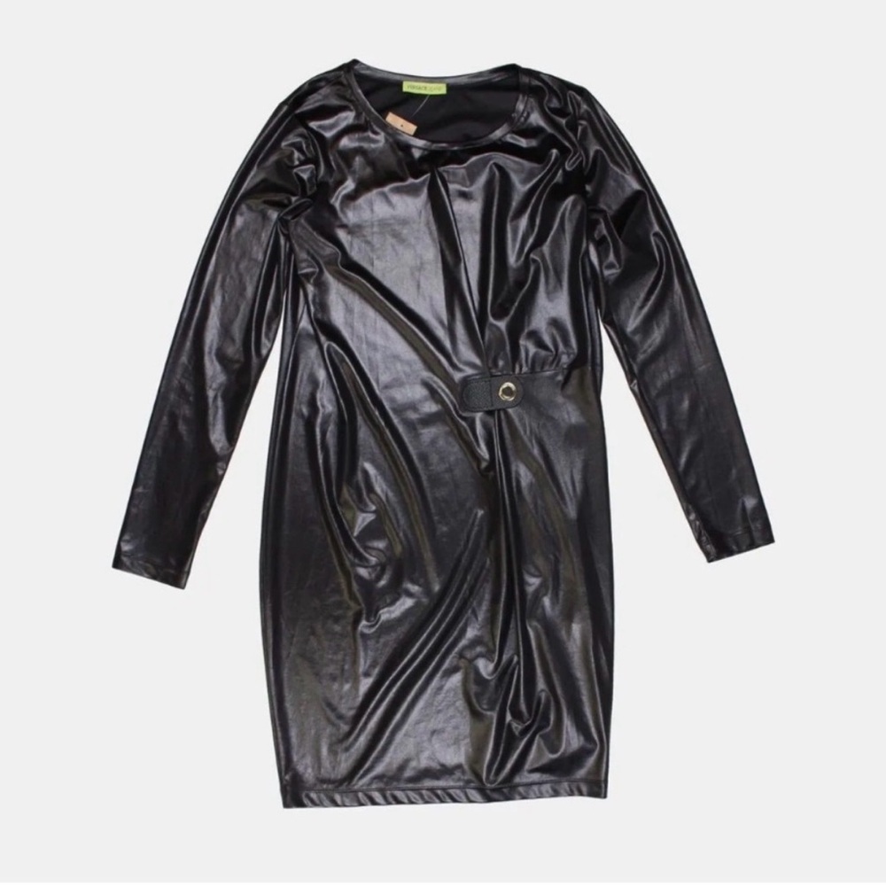 Versace Jeans Black Faux Leather Dress - Size 10